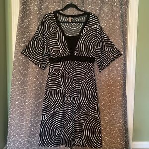 Vintage Susan Lawrence Black & White Polka Dot Circle Dress Size Large